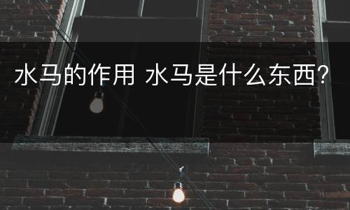 水马的作用 水马是什么东西?