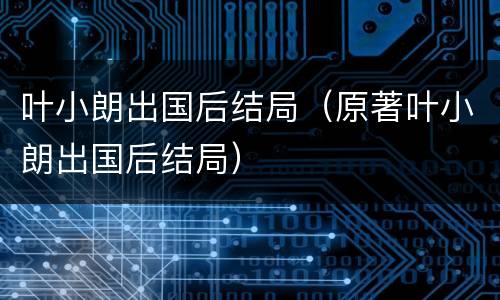 叶小朗出国后结局（原著叶小朗出国后结局）