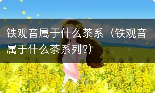 铁观音属于什么茶系（铁观音属于什么茶系列?）