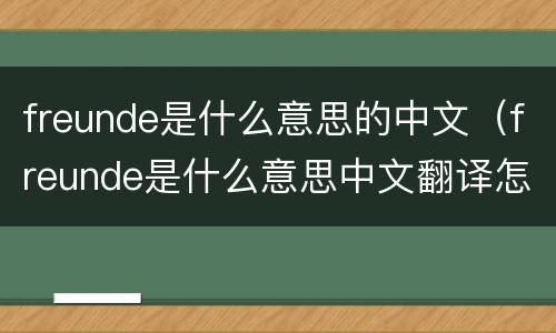 freunde是什么意思的中文（freunde是什么意思中文翻译怎么读）