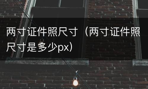 两寸证件照尺寸（两寸证件照尺寸是多少px）