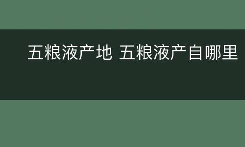 ​五粮液产地 五粮液产自哪里