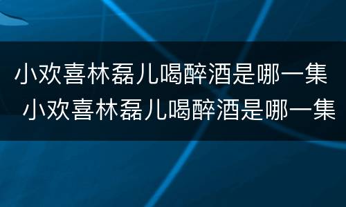 小欢喜林磊儿喝醉酒是哪一集 小欢喜林磊儿喝醉酒是哪一集哪分