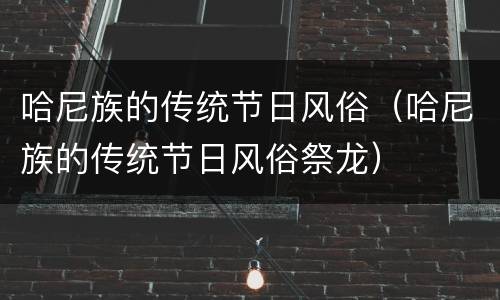 哈尼族的传统节日风俗（哈尼族的传统节日风俗祭龙）