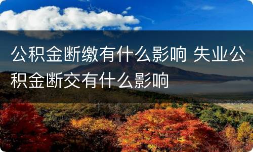 公积金断缴有什么影响 失业公积金断交有什么影响