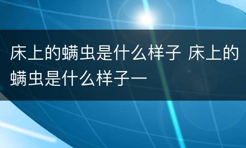 床上的螨虫是什么样子 床上的螨虫是什么样子一