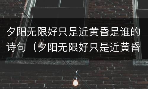 夕阳无限好只是近黄昏是谁的诗句（夕阳无限好只是近黄昏是谁的诗句全诗）