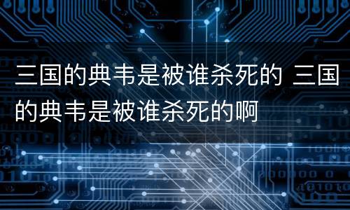 三国的典韦是被谁杀死的 三国的典韦是被谁杀死的啊