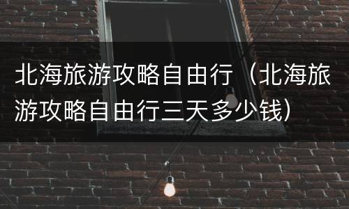 北海旅游攻略自由行（北海旅游攻略自由行三天多少钱）