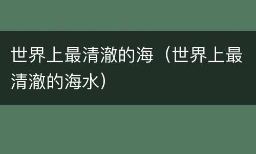 世界上最清澈的海（世界上最清澈的海水）