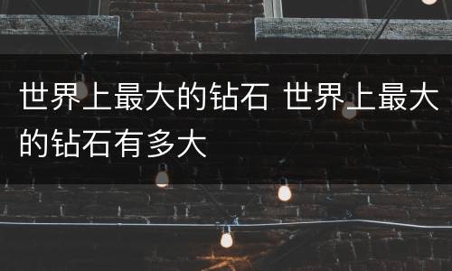 世界上最大的钻石 世界上最大的钻石有多大