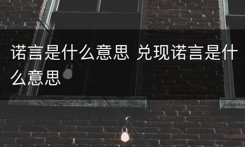 诺言是什么意思 兑现诺言是什么意思
