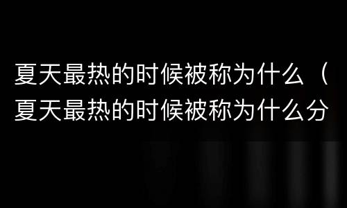 夏天最热的时候被称为什么（夏天最热的时候被称为什么分别为）