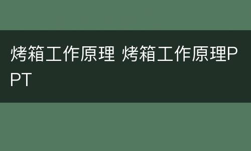 烤箱工作原理 烤箱工作原理PPT