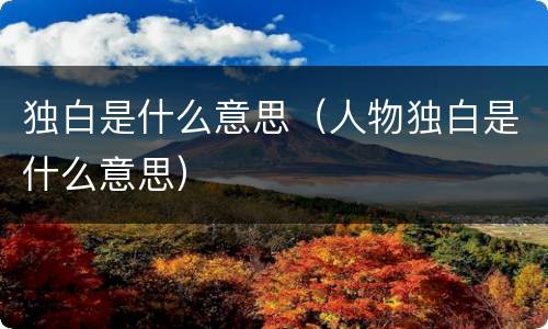 独白是什么意思（人物独白是什么意思）