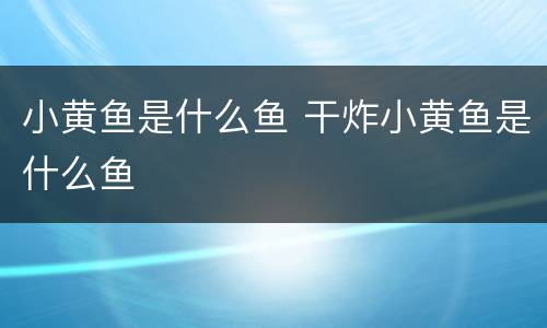 小黄鱼是什么鱼 干炸小黄鱼是什么鱼