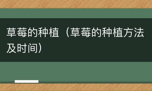 草莓的种植（草莓的种植方法及时间）
