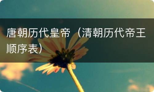唐朝历代皇帝（清朝历代帝王顺序表）