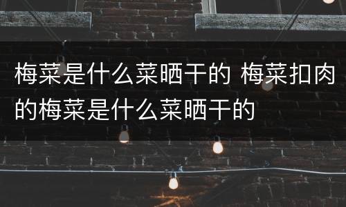 梅菜是什么菜晒干的 梅菜扣肉的梅菜是什么菜晒干的