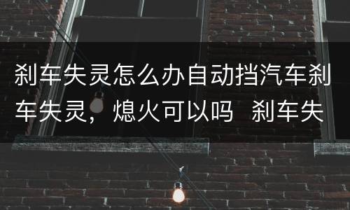 刹车失灵怎么办自动挡汽车刹车失灵，熄火可以吗  刹车失灵怎么处理