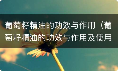 葡萄籽精油的功效与作用（葡萄籽精油的功效与作用及使用方法）