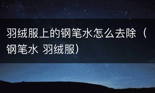 羽绒服上的钢笔水怎么去除（钢笔水 羽绒服）