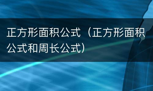 正方形面积公式（正方形面积公式和周长公式）