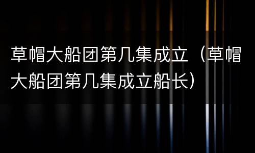 草帽大船团第几集成立（草帽大船团第几集成立船长）
