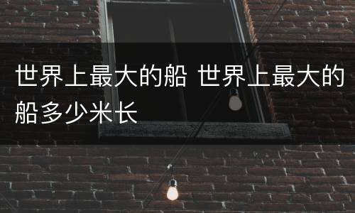 世界上最大的船 世界上最大的船多少米长