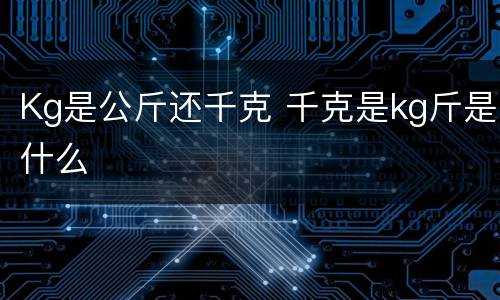 Kg是公斤还千克 千克是kg斤是什么