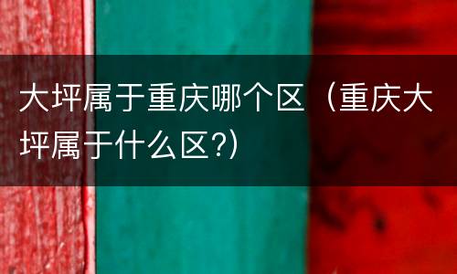 大坪属于重庆哪个区（重庆大坪属于什么区?）