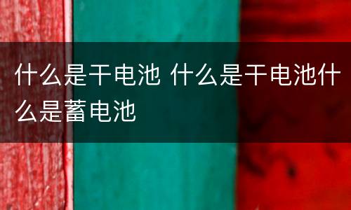什么是干电池 什么是干电池什么是蓄电池