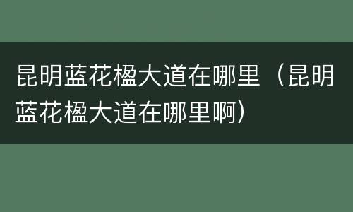 昆明蓝花楹大道在哪里（昆明蓝花楹大道在哪里啊）