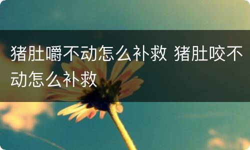 猪肚嚼不动怎么补救 猪肚咬不动怎么补救