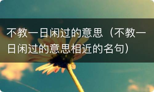 不教一日闲过的意思（不教一日闲过的意思相近的名句）