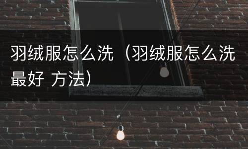 羽绒服怎么洗（羽绒服怎么洗最好 方法）