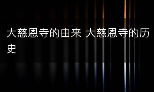 大慈恩寺的由来 大慈恩寺的历史