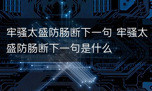 牢骚太盛防肠断下一句 牢骚太盛防肠断下一句是什么
