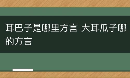 耳巴子是哪里方言 大耳瓜子哪的方言