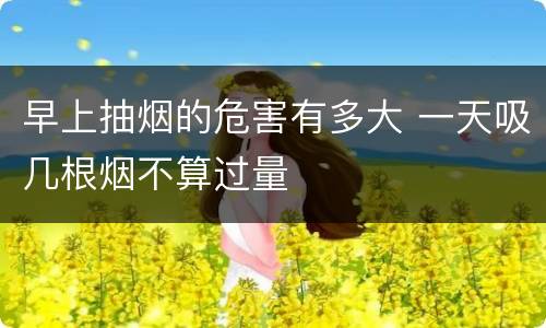 早上抽烟的危害有多大 一天吸几根烟不算过量