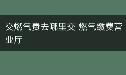 交燃气费去哪里交 燃气缴费营业厅