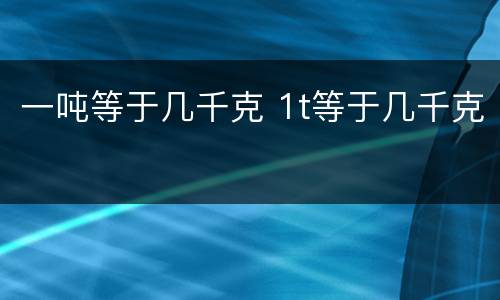一吨等于几千克 1t等于几千克