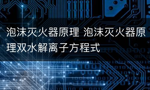 泡沫灭火器原理 泡沫灭火器原理双水解离子方程式