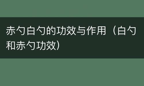 赤勺白勺的功效与作用（白勺和赤勺功效）