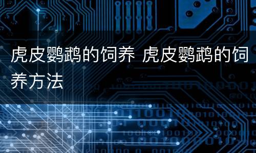 虎皮鹦鹉的饲养 虎皮鹦鹉的饲养方法