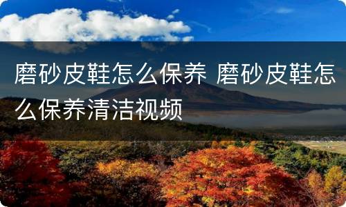 磨砂皮鞋怎么保养 磨砂皮鞋怎么保养清洁视频