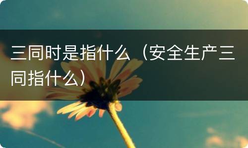 三同时是指什么（安全生产三同指什么）