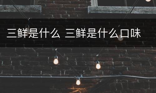 三鲜是什么 三鲜是什么口味