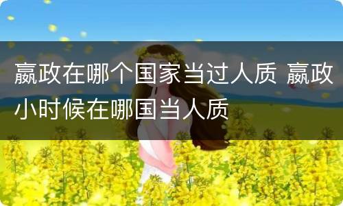 嬴政在哪个国家当过人质 嬴政小时候在哪国当人质