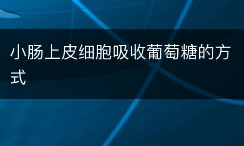 小肠上皮细胞吸收葡萄糖的方式